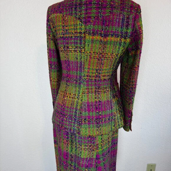 Vintage Bazar Christian LaCroix Sz 40FR Multicolor Wool Blend Blazer and Skirt - Picture 6 of 16